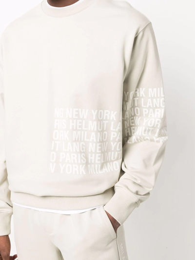 Shop Helmut Lang Box Logo-print Crew-neck Sweatshirt In Neutrals