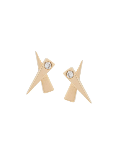 Daou 18kt Yellow Gold Kiss Diamond Earrings In Gold