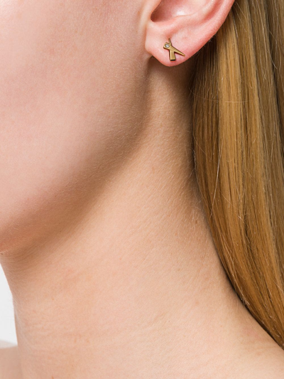 Shop Daou 18kt Yellow Gold Kiss Diamond Earrings