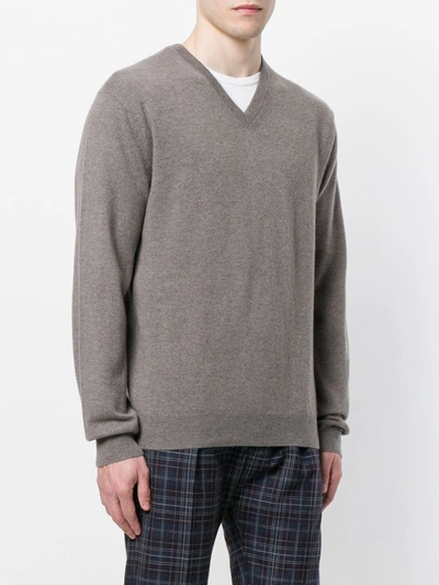 Shop N•peal Burlington V-neck 1ply Sweater In Grey