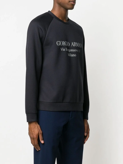 Shop Giorgio Armani Logo-print Cotton-blend Sweatshirt In Blue