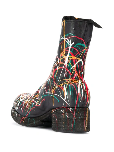 Guidi Paint Splattered Ankle Boots In Black
