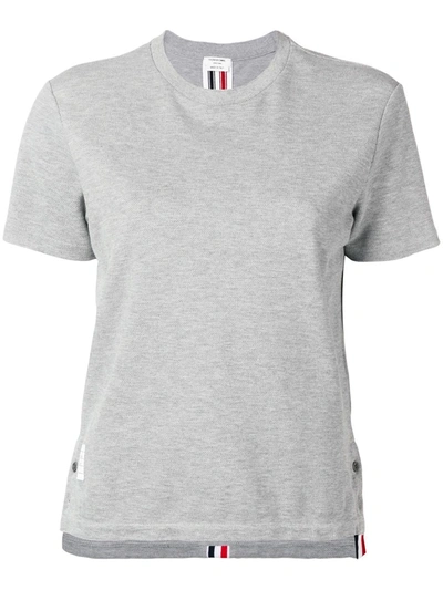 Shop Thom Browne Rwb Stripe Relaxed Piqué Tee In Grey