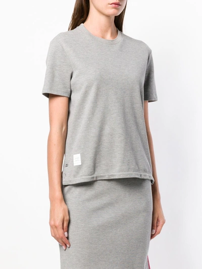 Thom Browne Light Grey Classic Cotton Pique Relaxed Fit Center Back Stripe Short Sleeve Tee In Grey