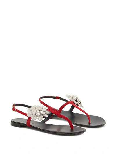 Shop Giuseppe Zanotti Phoebe Flat Sandals In Red