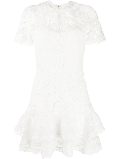 Simkhai Paislee Applique Lace Mini Tee Dress In White