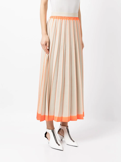 Shop Mame Kurogouchi Pleated Dye-effect Skirt In Orange
