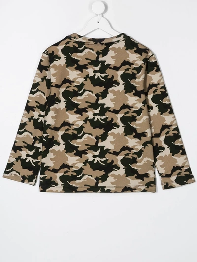 Shop Balmain Camouflage-print Logo Sweatshirt In Brown