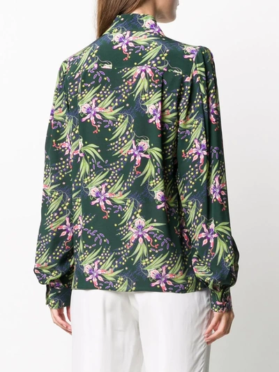 Shop Givenchy Floral Print Button-up Shirt In Green