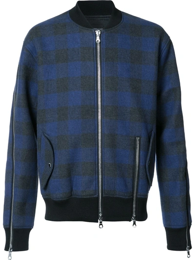 Shop Mostly Heard Rarely Seen Plaid Bomber Jacket In Black