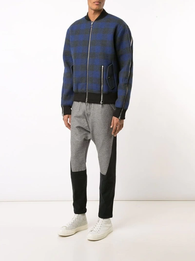 Shop Mostly Heard Rarely Seen Plaid Bomber Jacket In Black