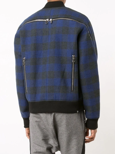 Shop Mostly Heard Rarely Seen Plaid Bomber Jacket In Black