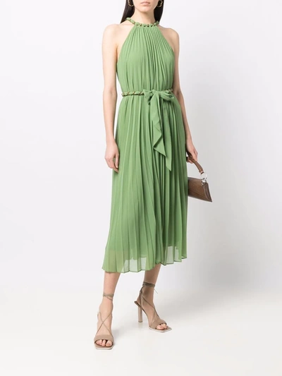 Shop Zimmermann Pleated Sleeveless Midi Dress In Green