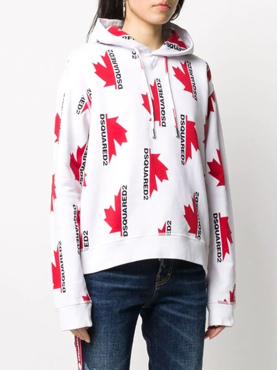 Shop Dsquared2 Loose-fit Logo-print Hoodie In White