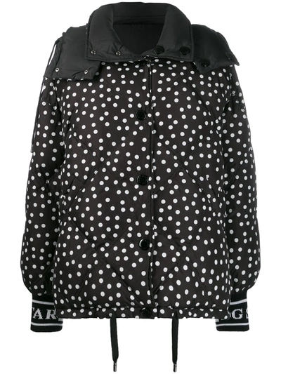 Shop Dolce & Gabbana Reversible Polka Dot Puffer Jacket In Black