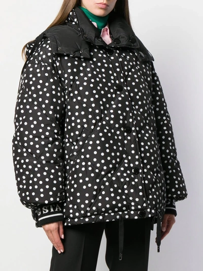 Shop Dolce & Gabbana Reversible Polka Dot Puffer Jacket In Black