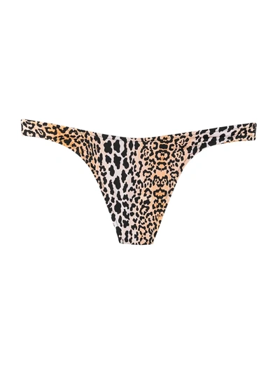 Shop Reina Olga Leopard Print Bikini Bottoms In Neutrals