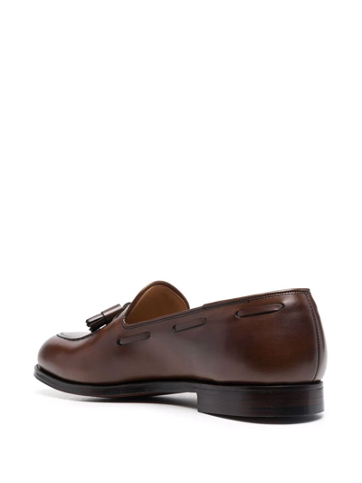 Crockett & Jones Tasseled Leather Loafers In Braun