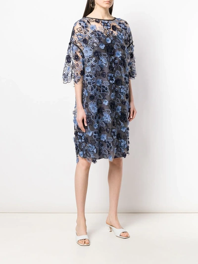 ANTONIO MARRAS FLORAL EMBROIDERED SHIFT DRESS - 蓝色