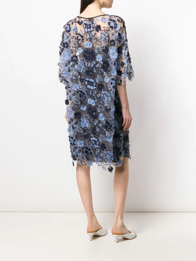ANTONIO MARRAS FLORAL EMBROIDERED SHIFT DRESS - 蓝色