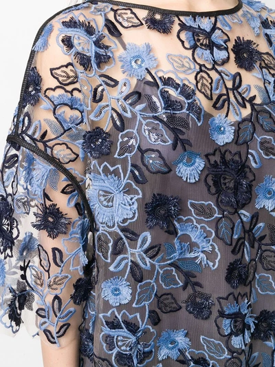 Shop Antonio Marras Floral Embroidered Shift Dress In Blue