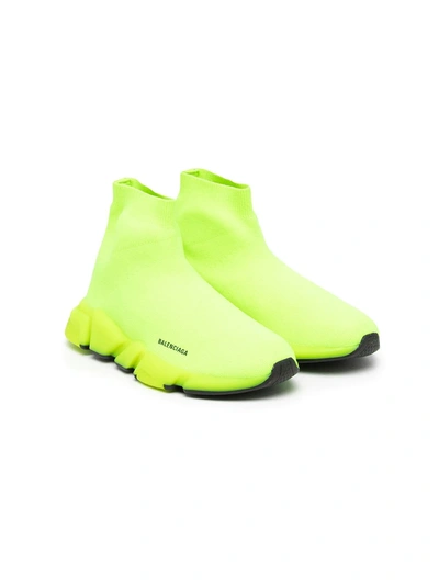 Shop Balenciaga Speed Sock Slip-on Sneakers In 7771 Fluo Yellow/black