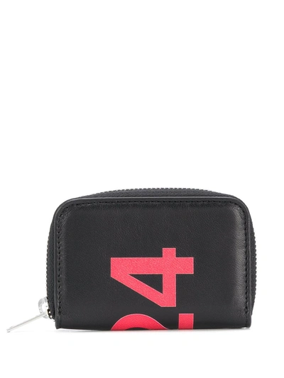 Shop 424 Printed Zip Around Wallet In Black