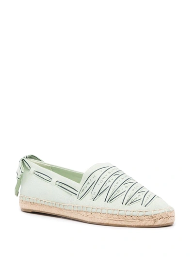 Shop Tory Burch Ribbon Herringbone Espadrilles In Green