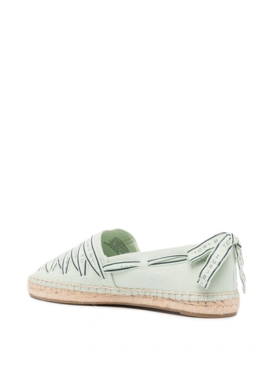 Shop Tory Burch Ribbon Herringbone Espadrilles In Green