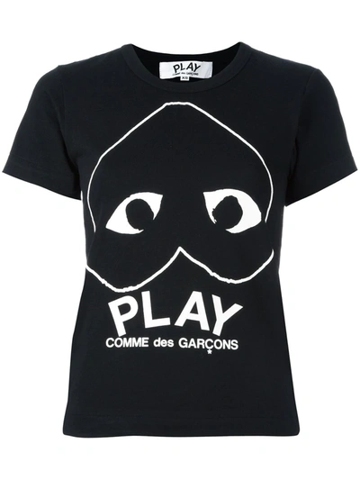 Shop Comme Des Garçons Play Logo Print T-shirt In Black