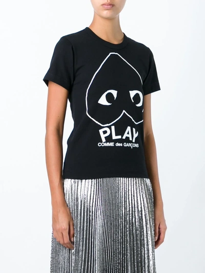 Shop Comme Des Garçons Play Logo Print T-shirt In Black