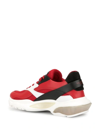 Shop Valentino Mesh Panelled Sneakers In Red