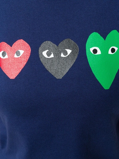 Shop Comme Des Garçons Play Heart Print T-shirt In Blue