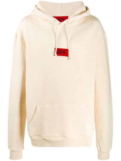 Shop 424 Logo-embroidered Hooded Sweatshirt In Neutrals