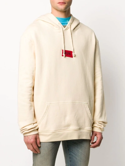 Shop 424 Logo-embroidered Hooded Sweatshirt In Neutrals