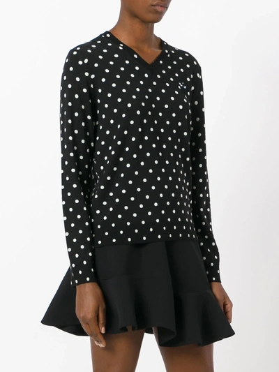 Shop Comme Des Garçons Play Polka Dot Knitted Sweater In Black