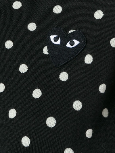 Shop Comme Des Garçons Play Polka Dot Knitted Sweater In Black