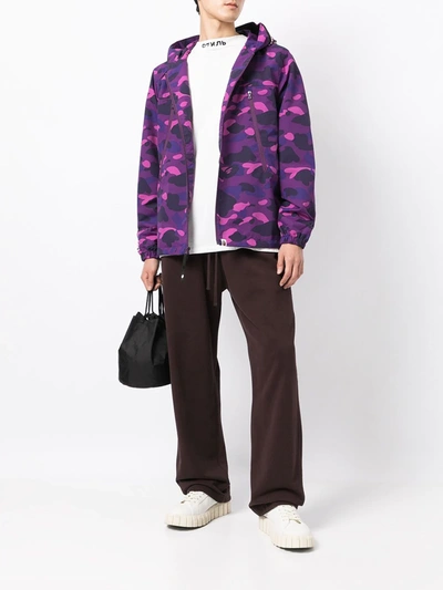 Shop A Bathing Ape Camouflage-print Hooded Jacket In Violett