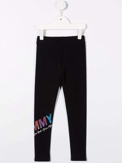 Tommy Hilfiger Junior Logo-print Leggings In 黑色