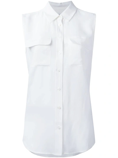 Shop Equipment Signature Slim-fit Sleeveless Silk Shirt In White