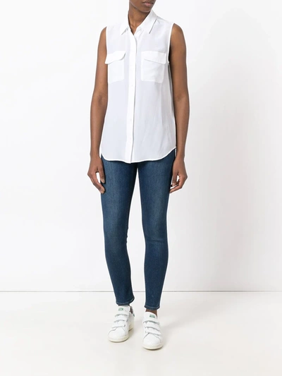 Shop Equipment Signature Slim-fit Sleeveless Silk Shirt In White