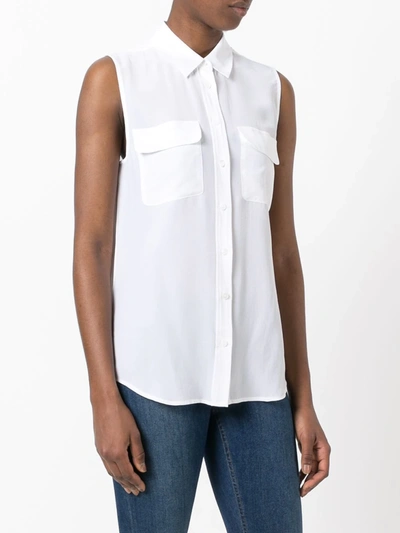 Shop Equipment Signature Slim-fit Sleeveless Silk Shirt In White