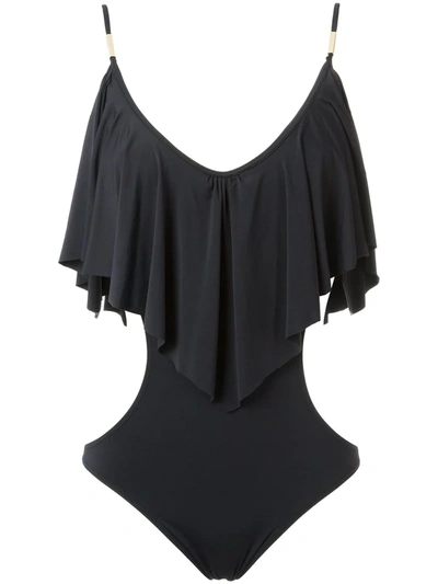 Shop Brigitte Ruffled Swimsuit In Black