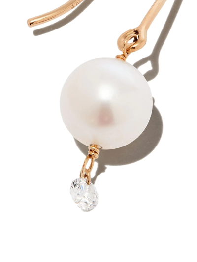 Shop Persée 18kt Yellow Gold Rain Song Pearl And Diamond Drop Earring