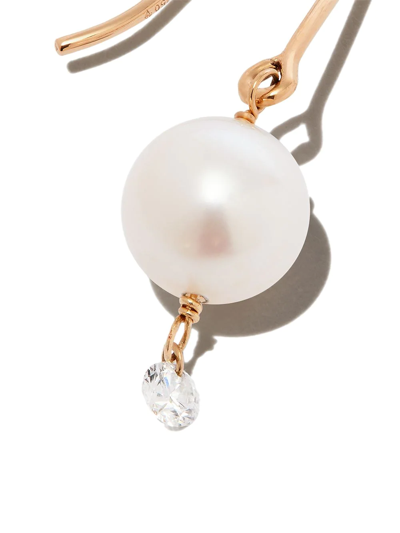 Persée 18kt Yellow Gold Rain Song Pearl And Diamond Drop Earring In Gold