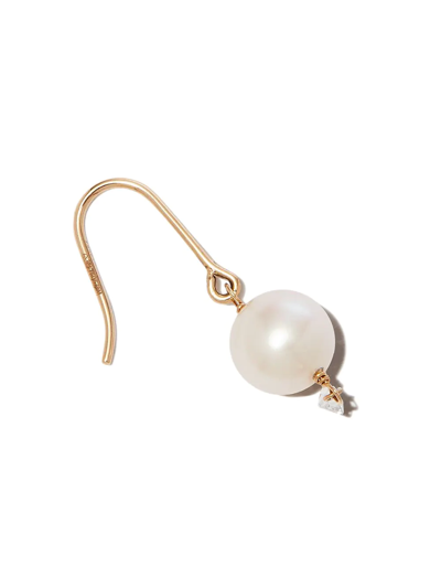 Persée 18kt Yellow Gold Rain Song Pearl And Diamond Drop Earring In Gold