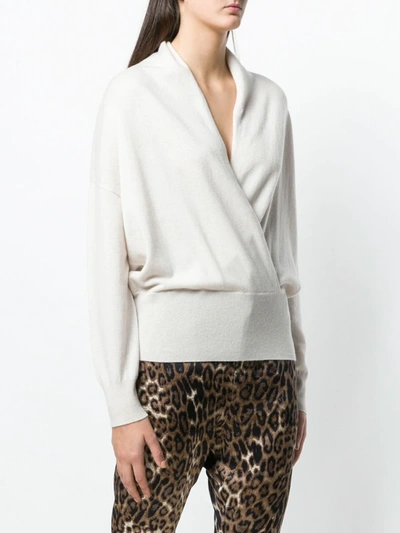 Shop Nili Lotan Wrap Style Knitted Top In Neutrals