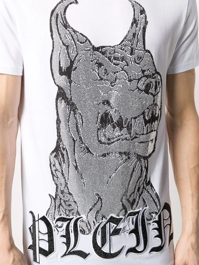 Shop Philipp Plein Crystal Embellished Dog T-shirt In White