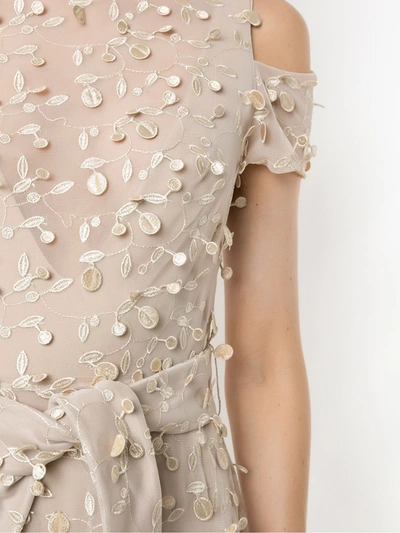 Shop Gloria Coelho Textured Gown In Neutrals