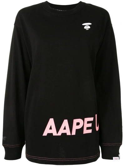 Shop Aape By A Bathing Ape Aape Universe Logo T-shirt In Black